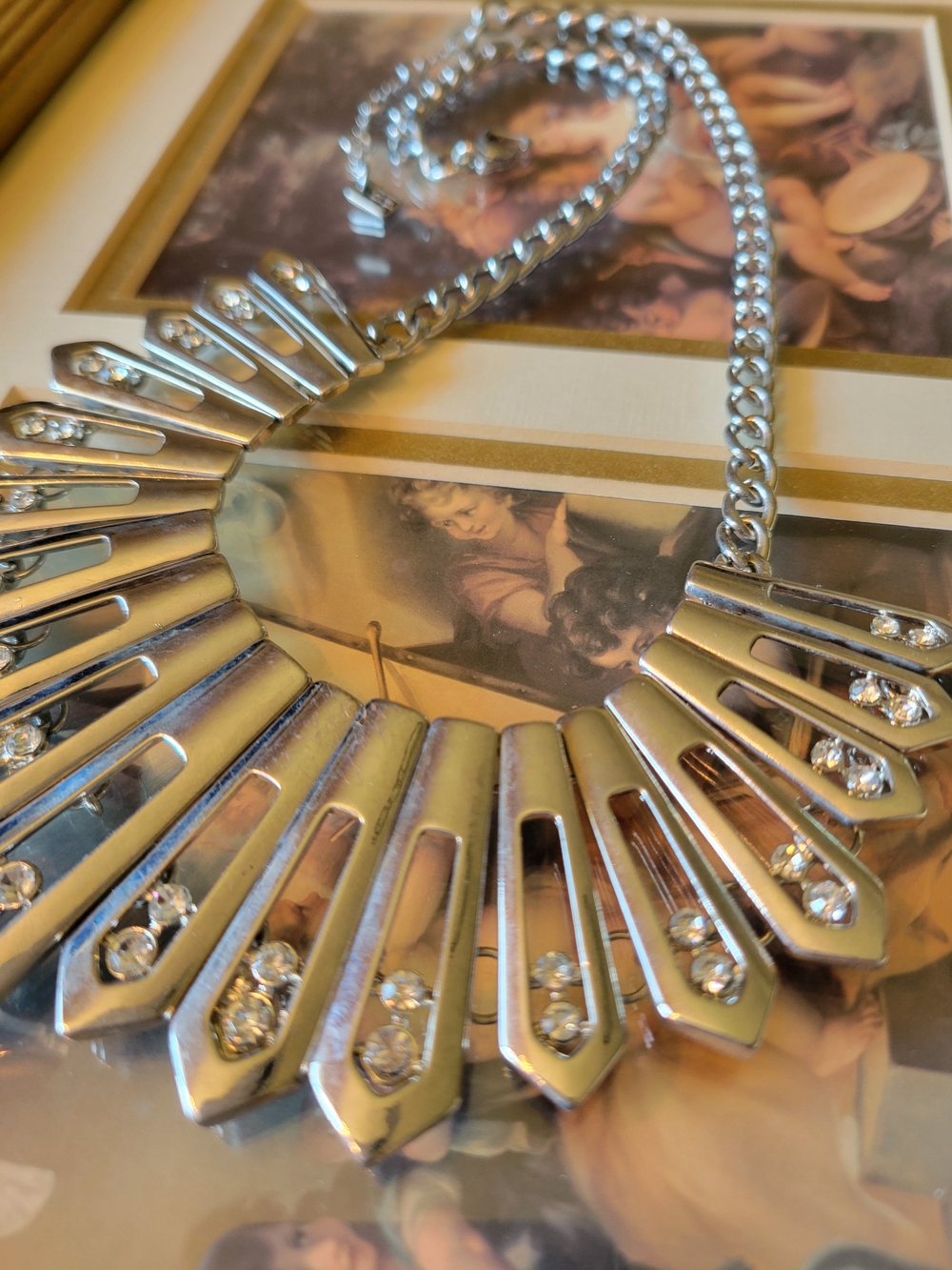 Silver Metal & Rhinestone Necklace - Picture 2 of 9